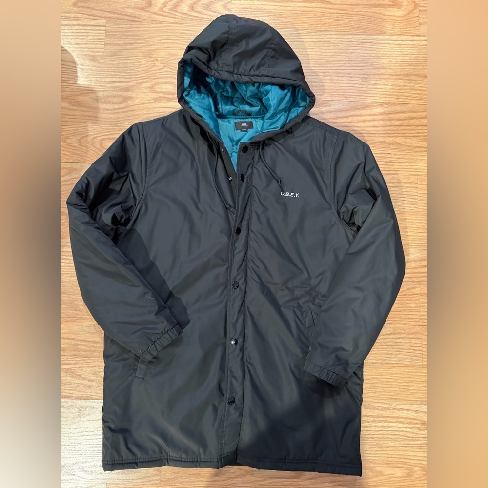 OBEY Rain Jacket. Black. Size Large. EUC.